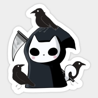 Grim reaper cat and crows Sticker